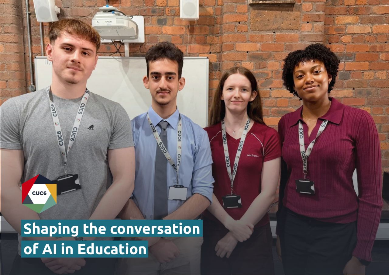 Four sixth form students at the AI education event which was hosted at The Studio and Liverpool Life Sciences UTC