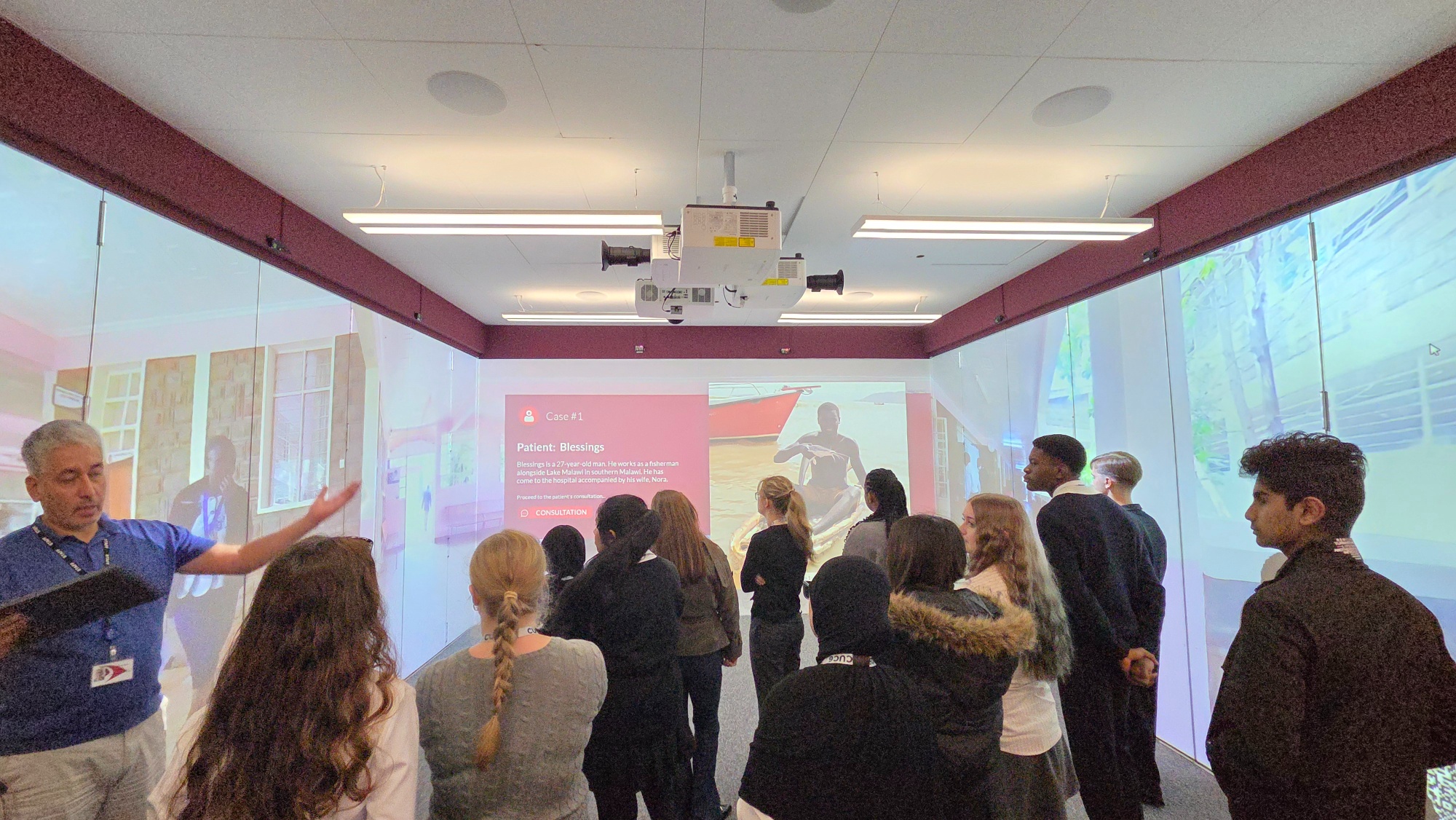 Image of sixth form students at Liverpool School of Tropical Medicine Immersive Suite
