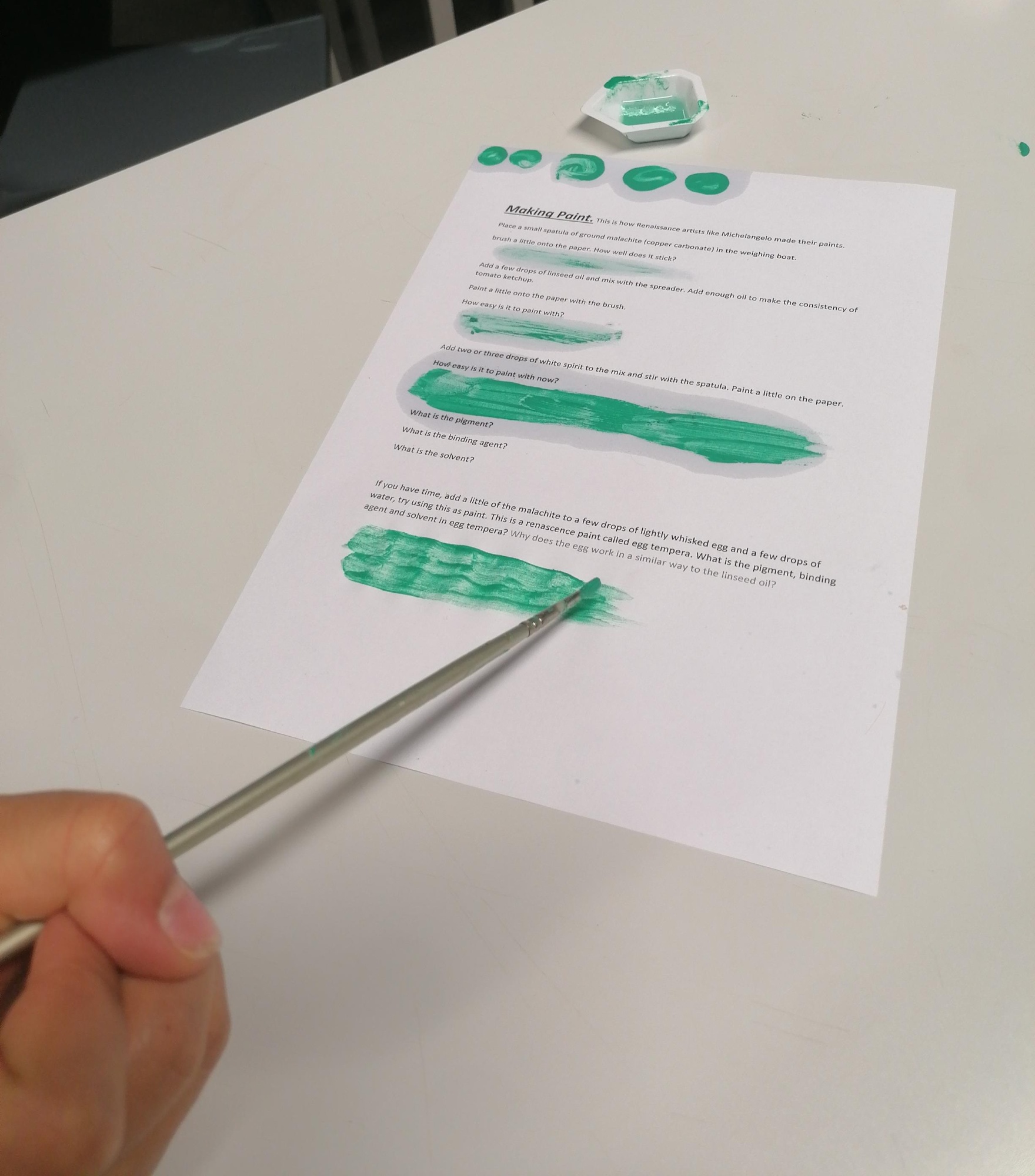 Image of paintwork in a science class