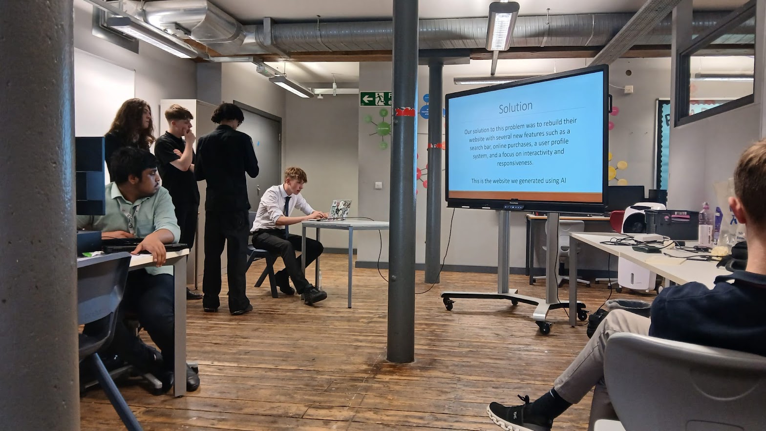 Sixth form students presenting to Kyndryl, world’s leading technology services companies